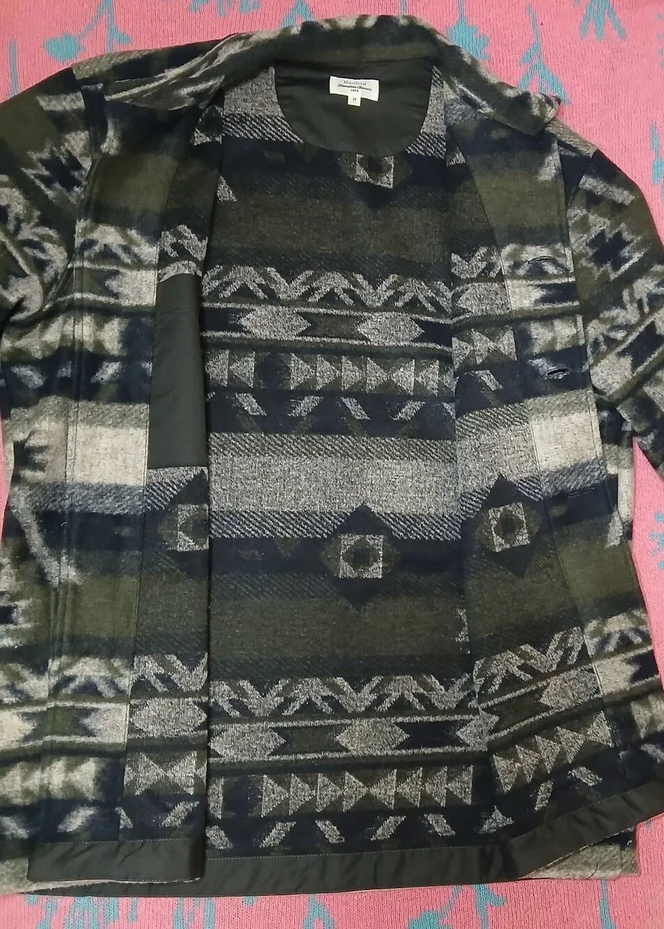 Hartford mens medium green Aztec Southwestern jacket wool blend